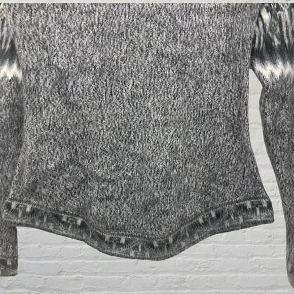 Alpaca Fina Hoodie Size S 100% Alpaca Handknit Peru Gray Tribal Pattern - Picture 14 of 16